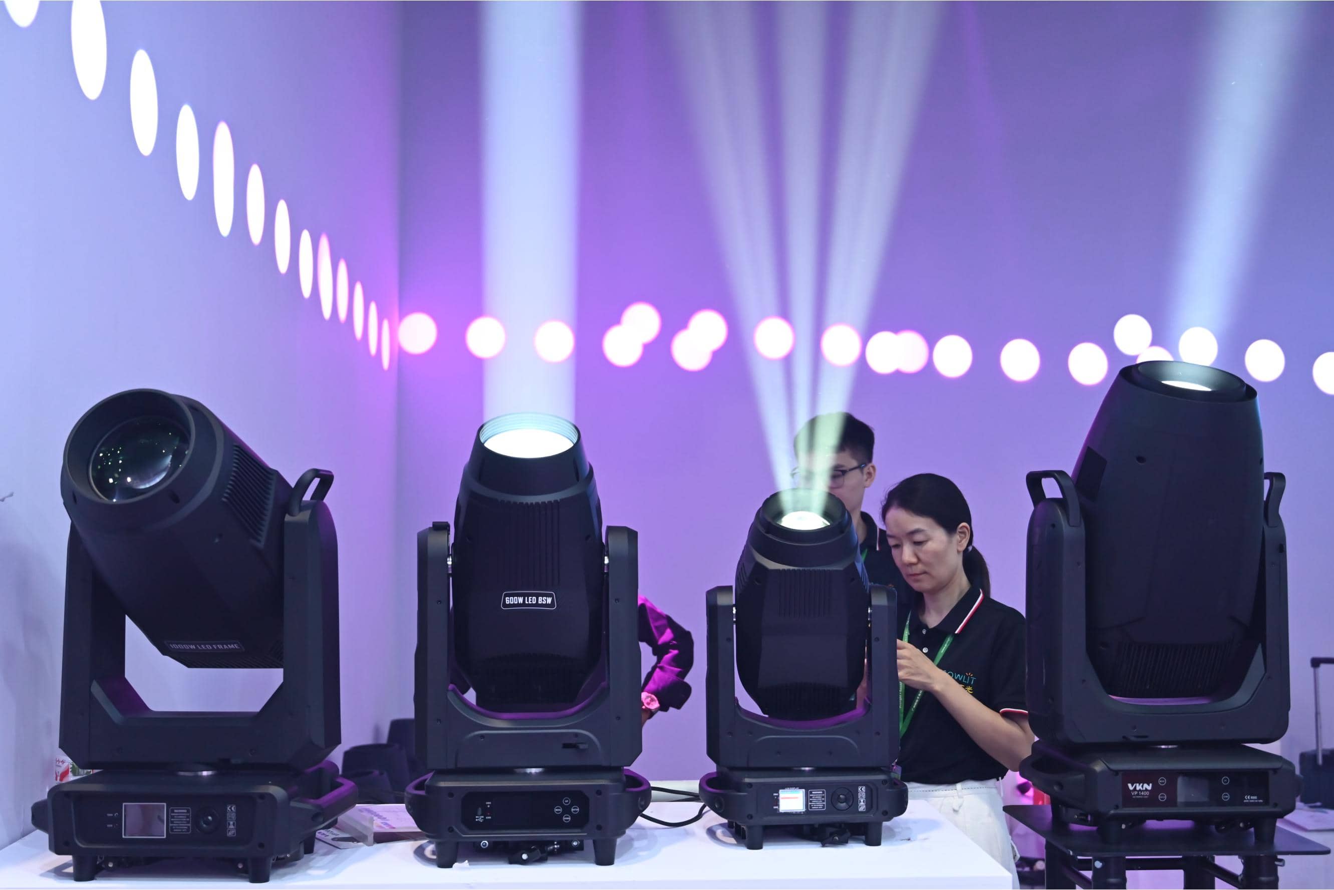 NOWLIT VKN series professional moving head lights displayed at Prolight + Sound Guangzhou 2026